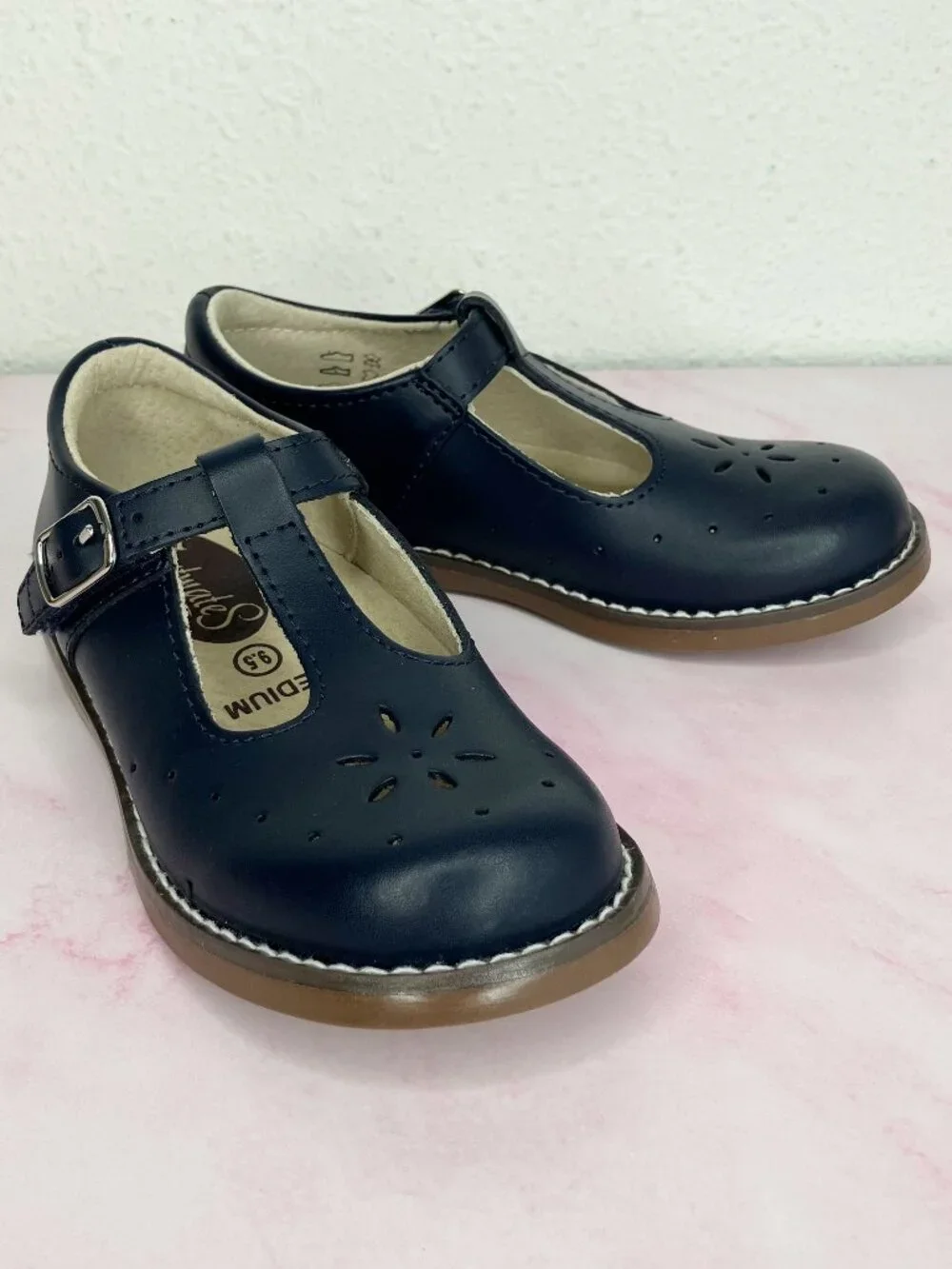 NIB Footmates Sherry T-strap Mary Jane navy leather size 9.5 little kid